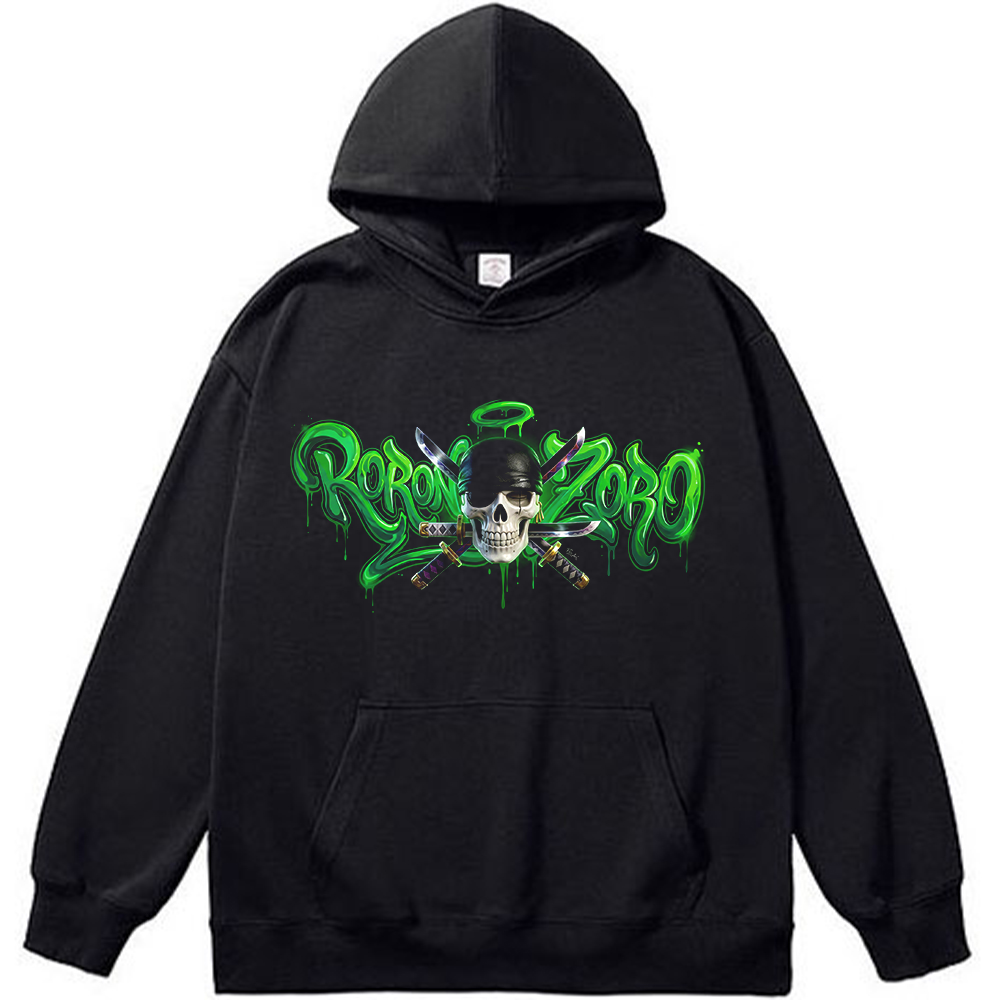 One Piece Roronoa Zoro Three-Sword Style Graffiti Skull Print
