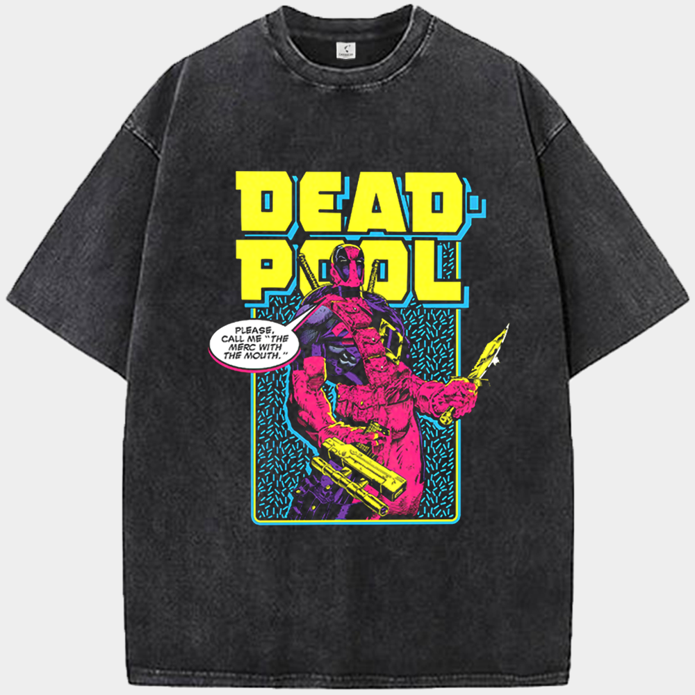 Marvel Deadpool Neon Retro "Hero With The Mouth"  Print