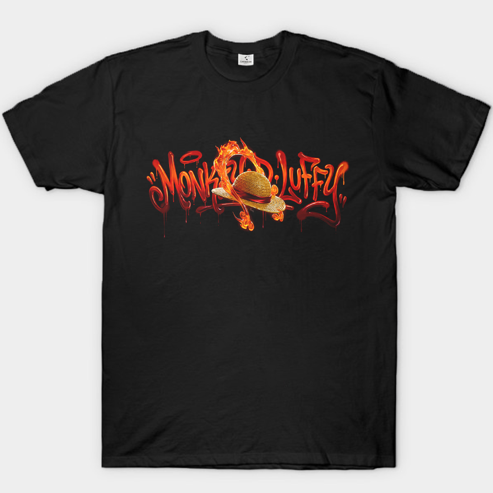 One Piece Monkey D. Luffy Straw Hat Graffiti Flame Print