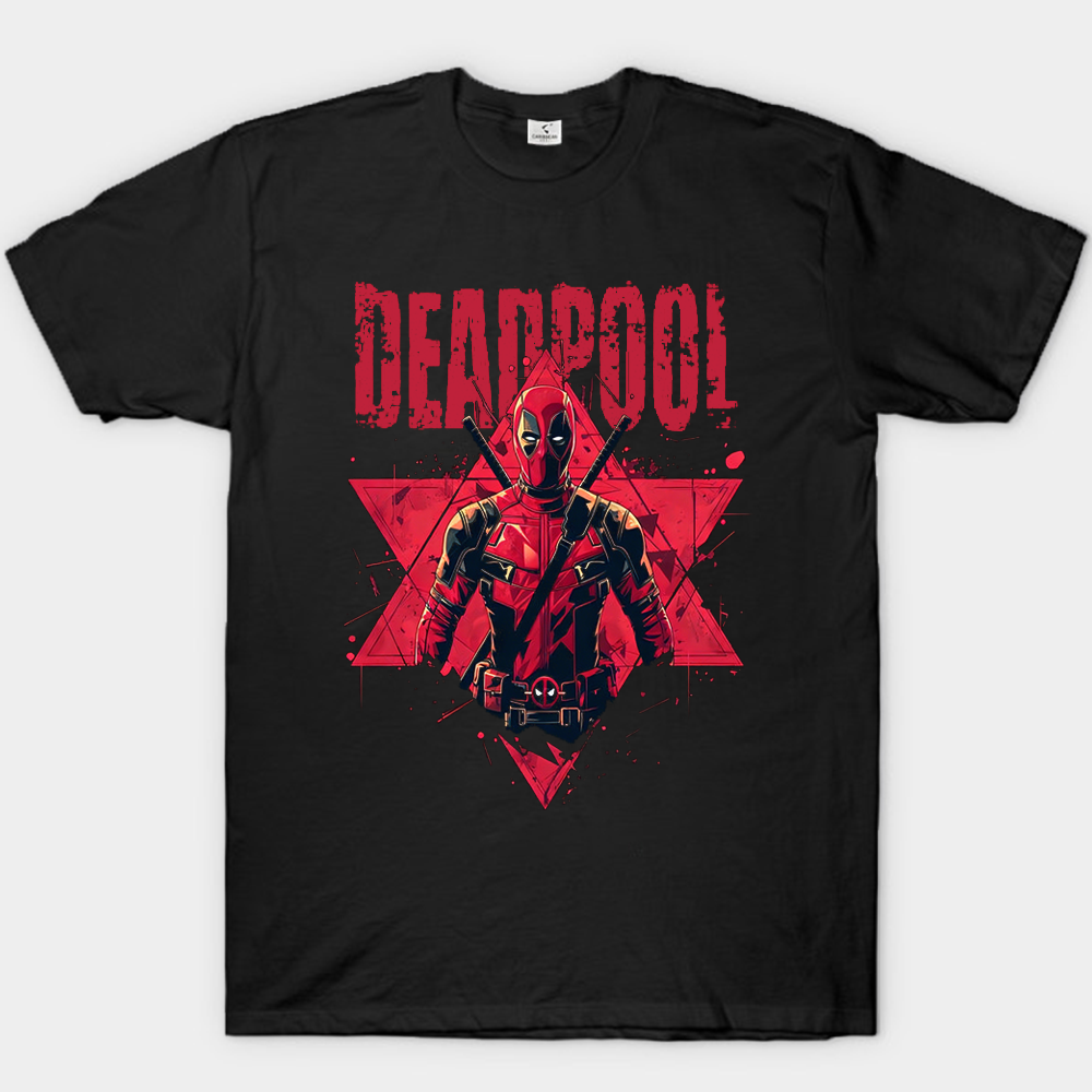 Marvel Deadpool White Background Red Star Splatter Print