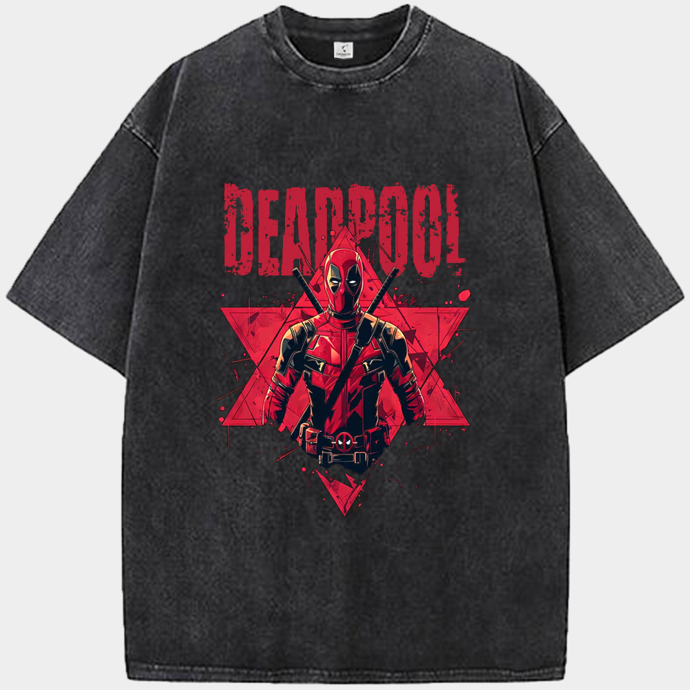 Marvel Deadpool White Background Red Star Splatter Print