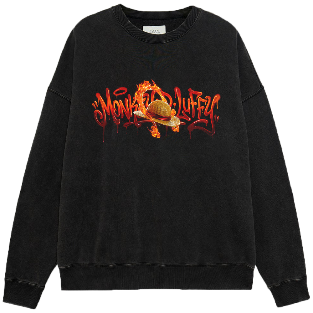 One Piece Monkey D. Luffy Straw Hat Graffiti Flame Print