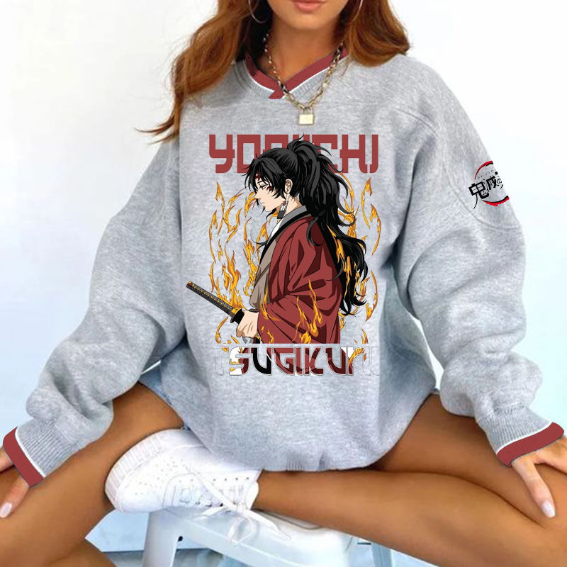 Demon Slayer Yoriichi Tsugikuni Print Retro Sweatshirt
