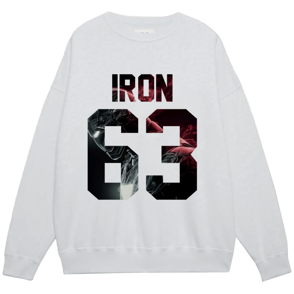 Marvel Iron Man "IRON 63" Smoke Texture Logo Print