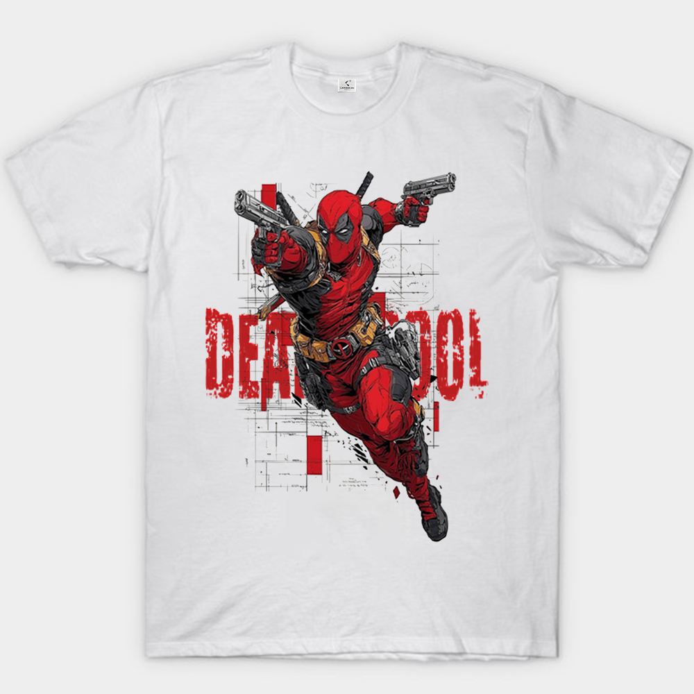Marvel Deadpool Blueprint Background Dual Guns Dash Print