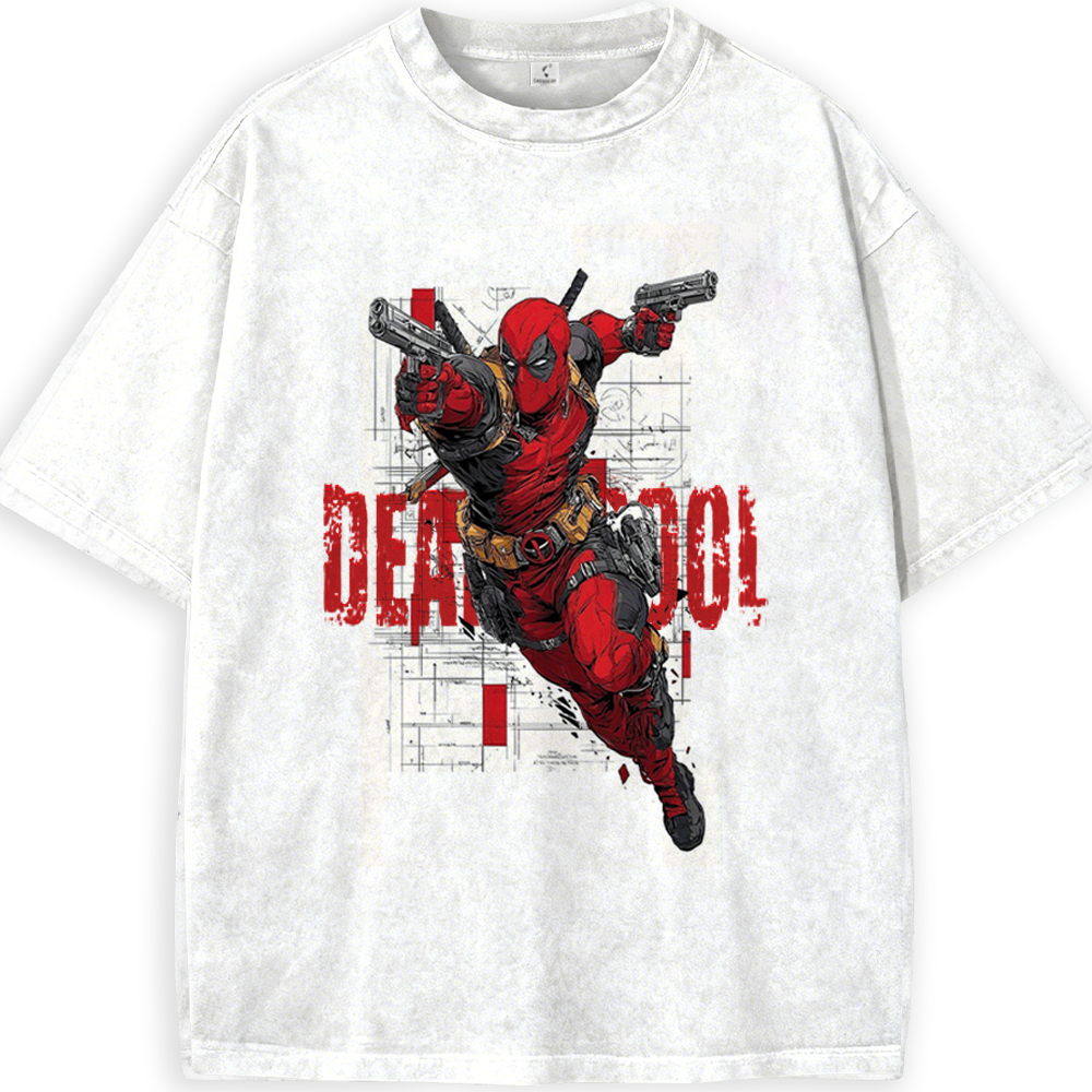 Marvel Deadpool Blueprint Background Dual Guns Dash Print