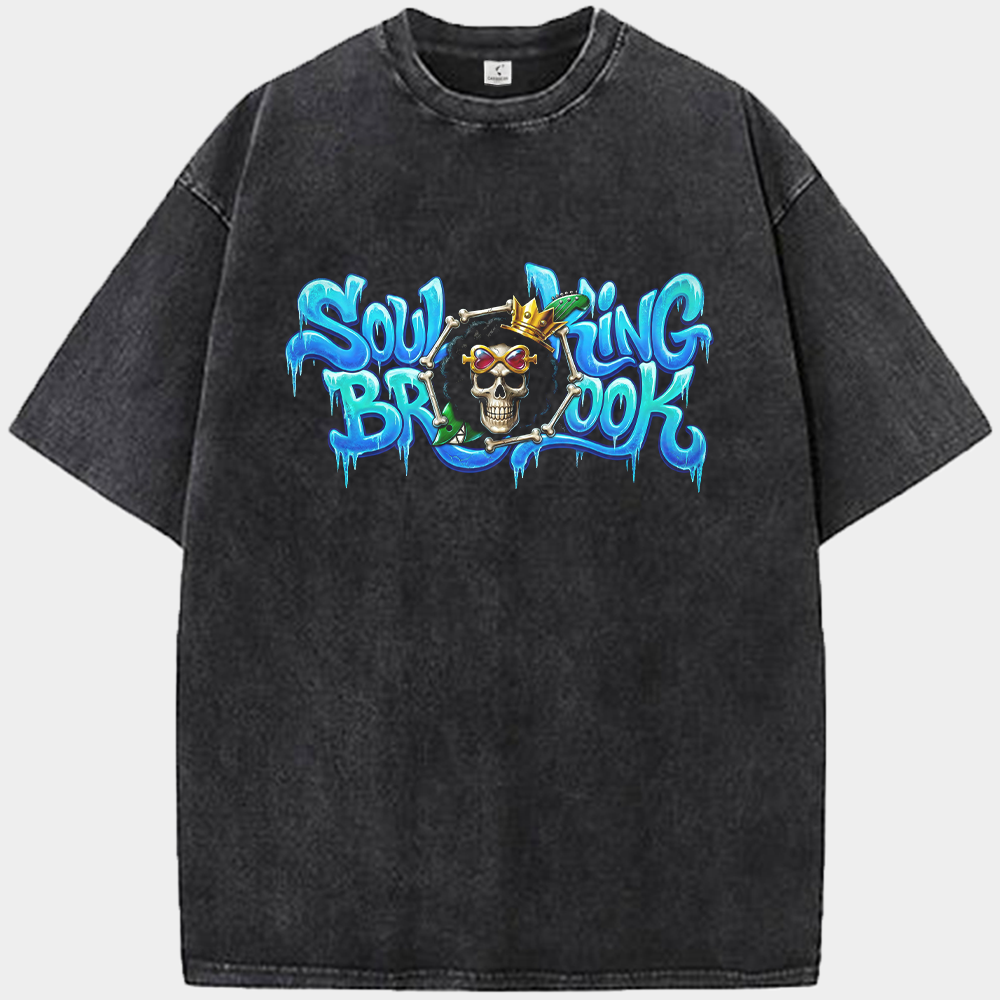 One Piece Soul King Brook Ice Texture Graffiti Print