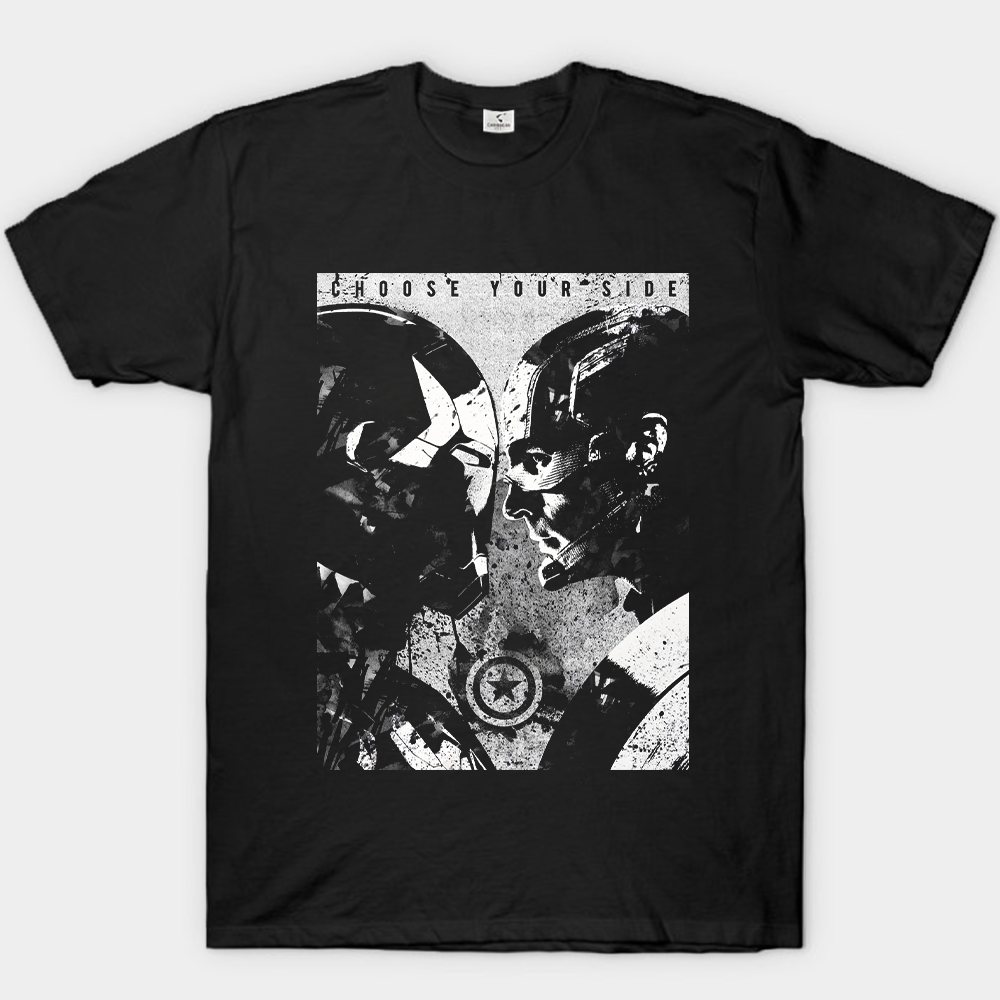 Marvel Captain America vs Iron Man Civil War Monochrome Ink Print