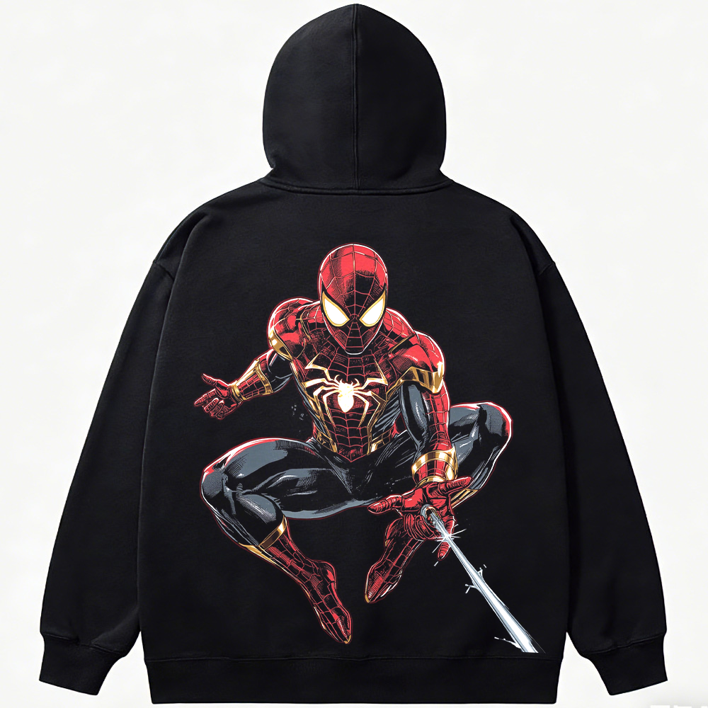 Marvel Spider-Man Red-Gold Iron Spider Web-Slinging Crouch Line Print