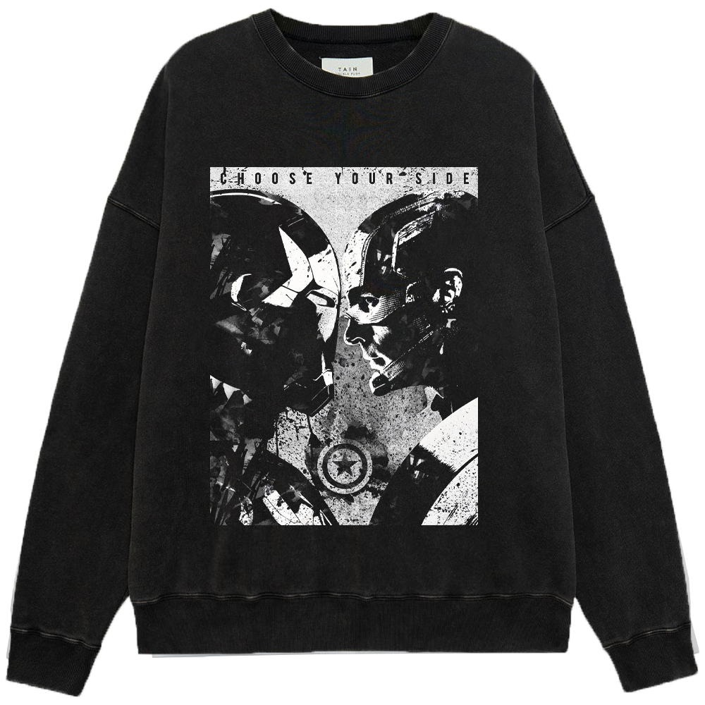 Marvel Captain America vs Iron Man Civil War Monochrome Ink Print