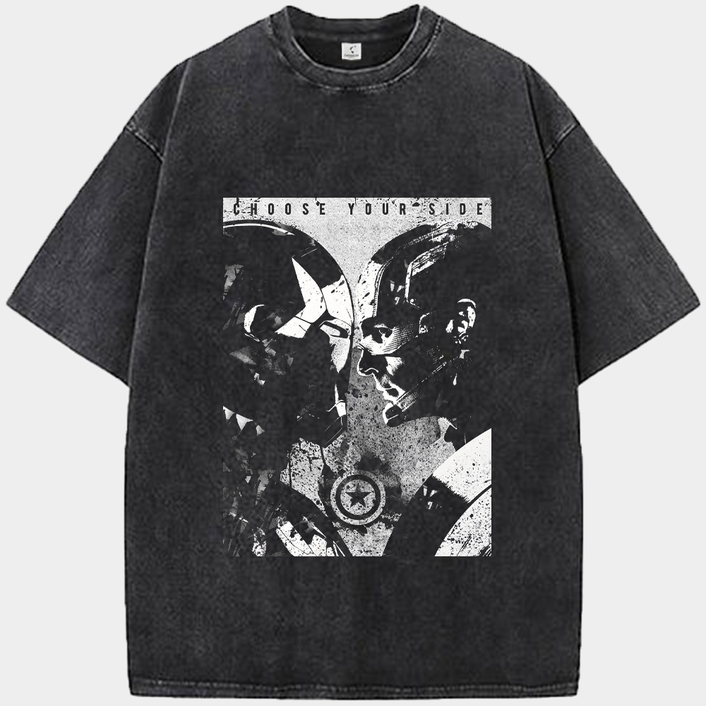 Marvel Captain America vs Iron Man Civil War Monochrome Ink Print