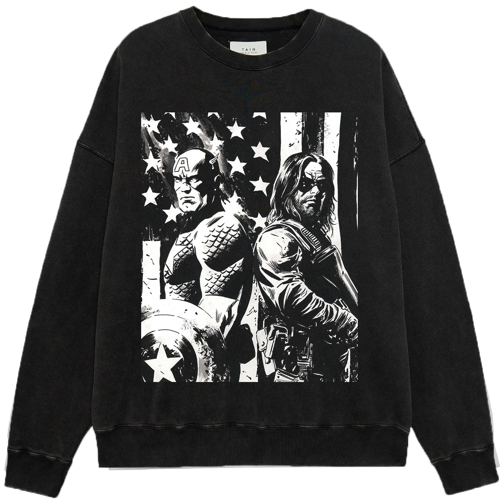 Marvel Captain America & Winter Soldier Star-Spangled Monochrome Print