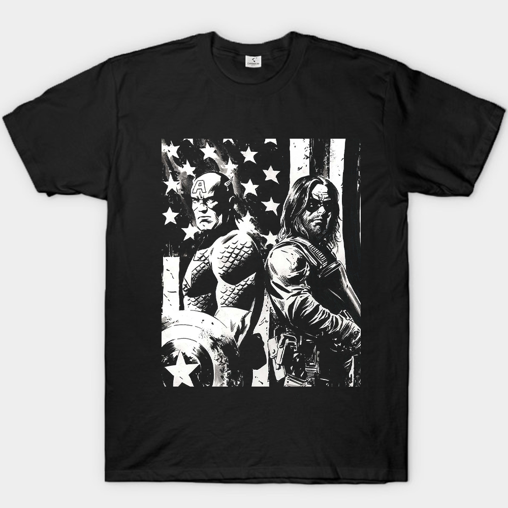 Marvel Captain America & Winter Soldier Star-Spangled Monochrome Print