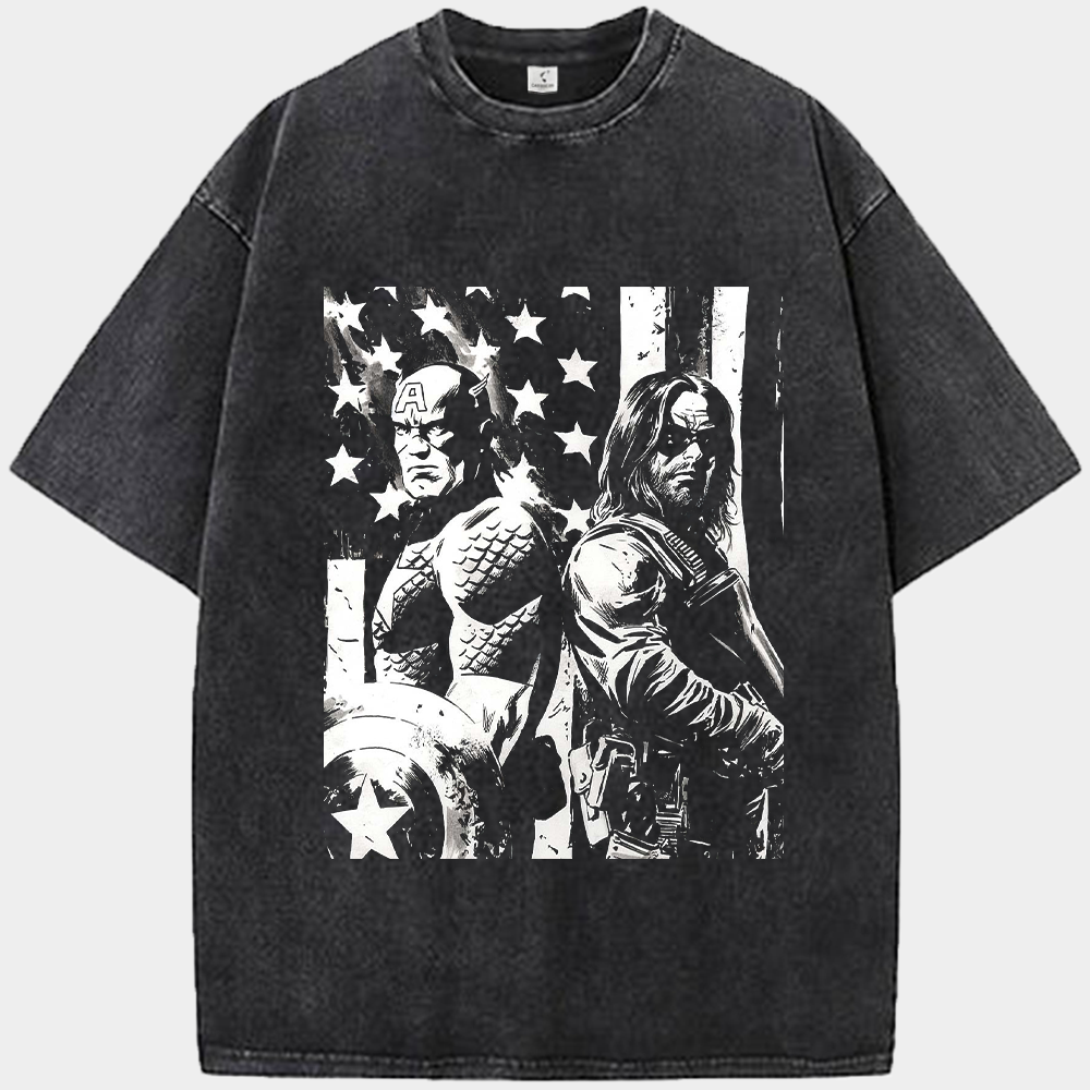 Marvel Captain America & Winter Soldier Star-Spangled Monochrome Print