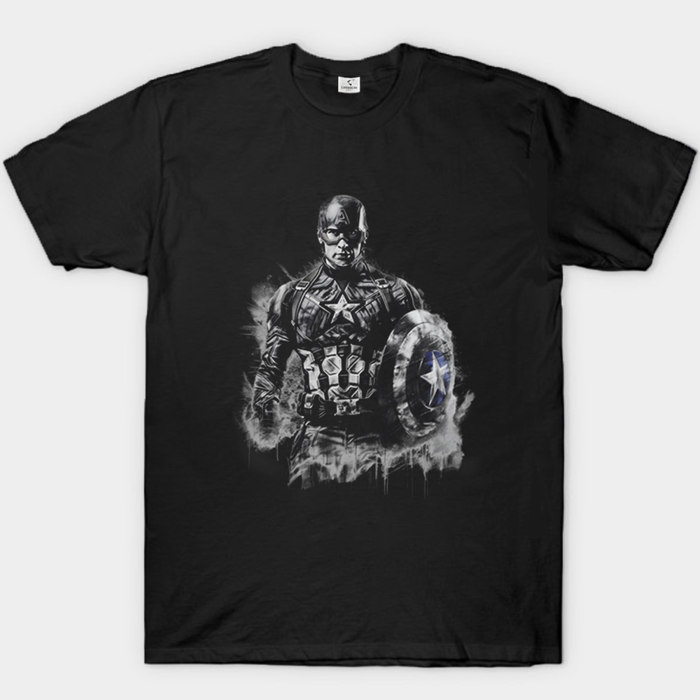 Marvel Captain America Monochrome Ink Splash Print