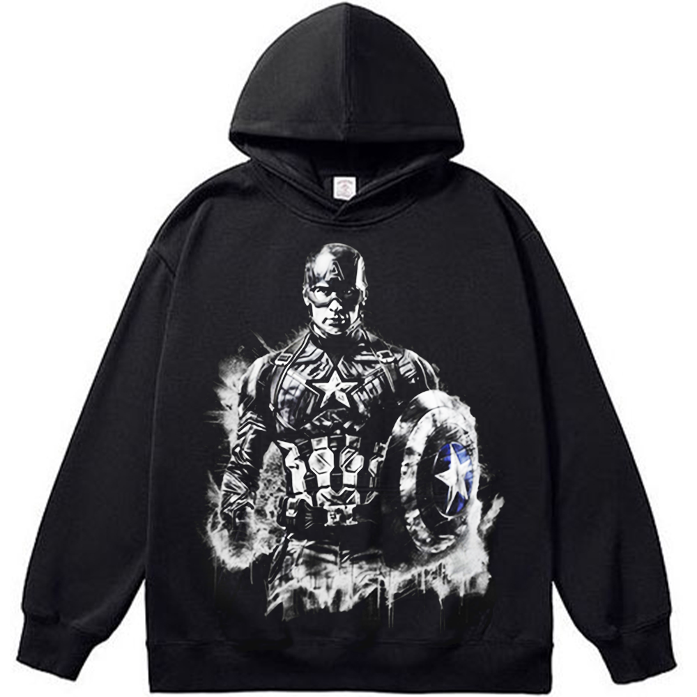 Marvel Captain America Monochrome Ink Splash Print