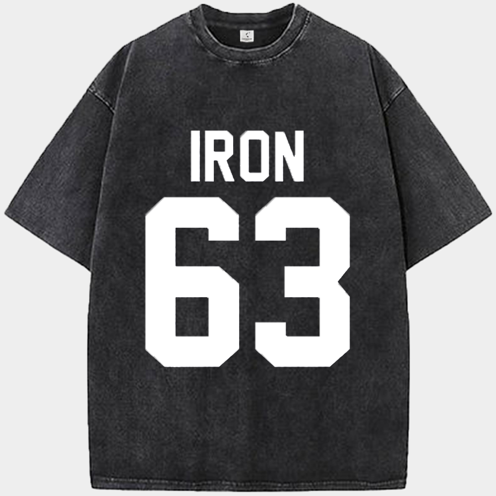 Marvel Iron Man "IRON 63" Jersey Style Logo Print