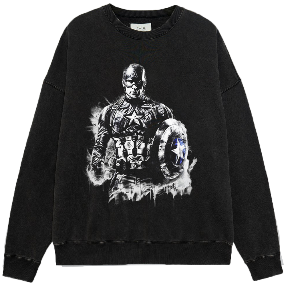 Marvel Captain America Monochrome Ink Splash Print