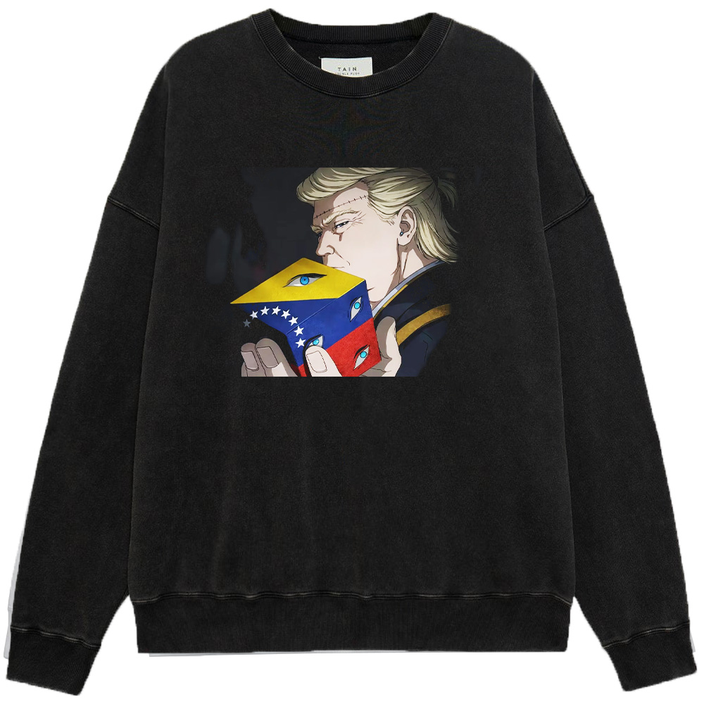 Jujutsu Kaisen  Trump Venezuela Sealing Cube Meme Black Print