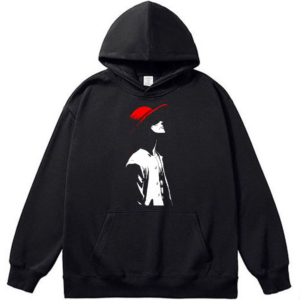 One Piece Luffy Red Hat Monochrome Print