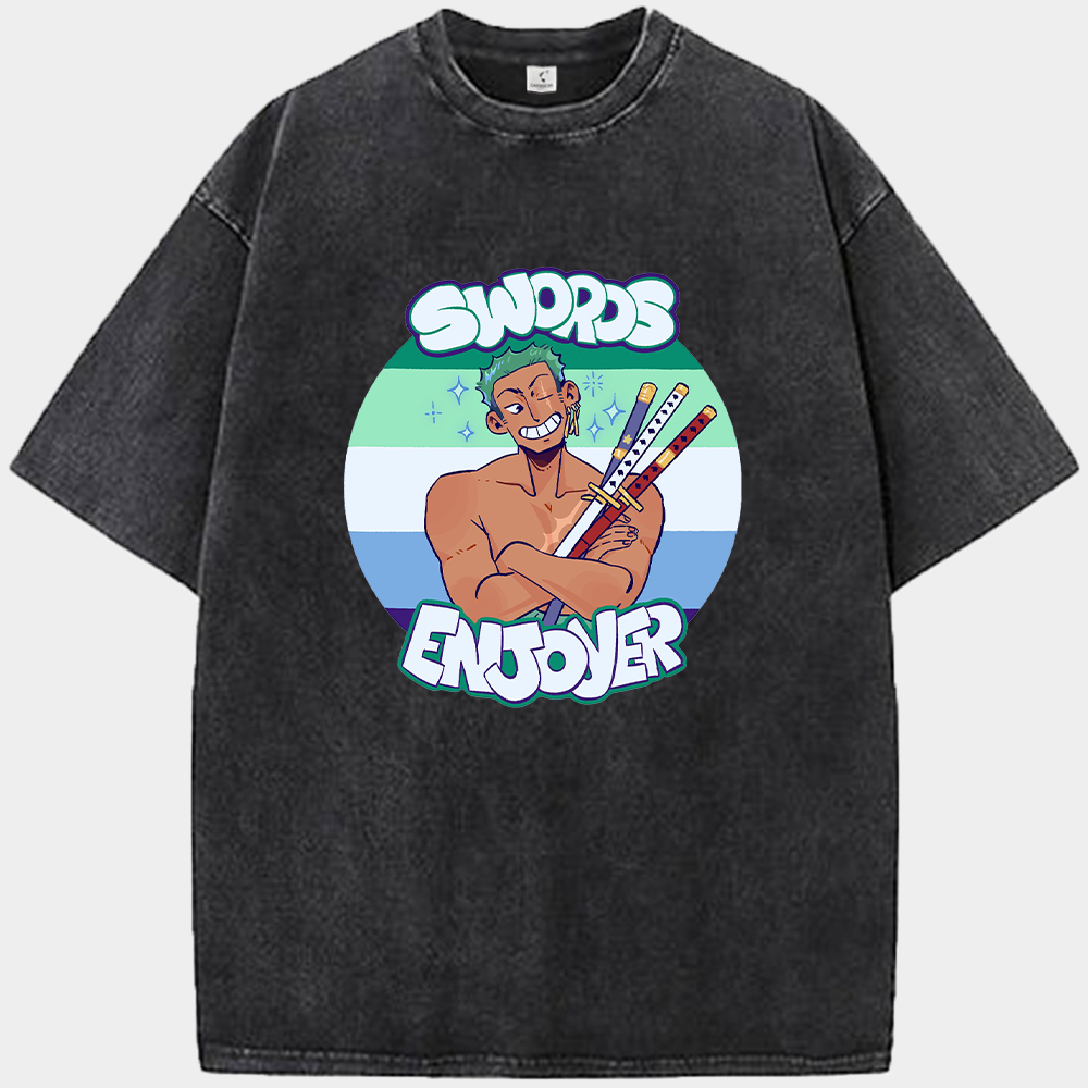 One Piece Roronoa Zoro Swords Enjoyer Cartoon Graffiti Print