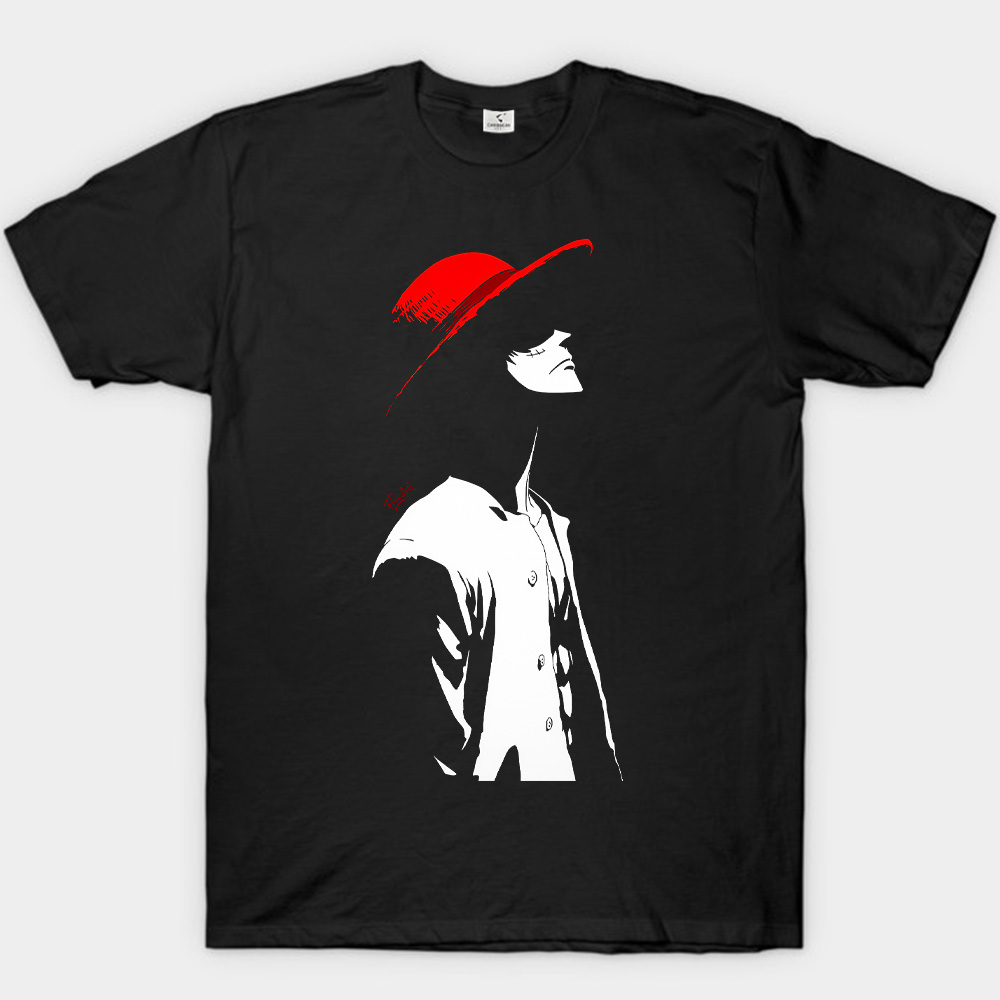One Piece Luffy Red Hat Monochrome Print