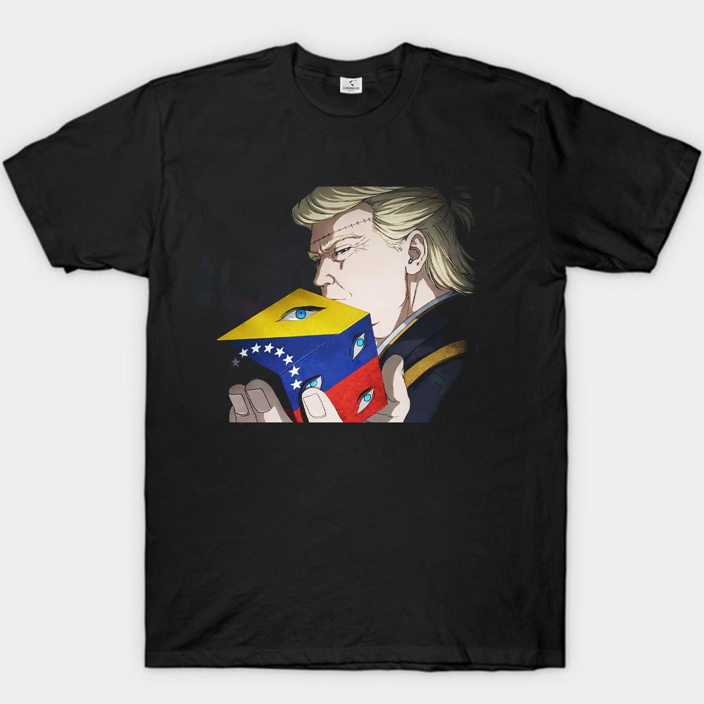 Jujutsu Kaisen  Trump Venezuela Sealing Cube Meme Black Print