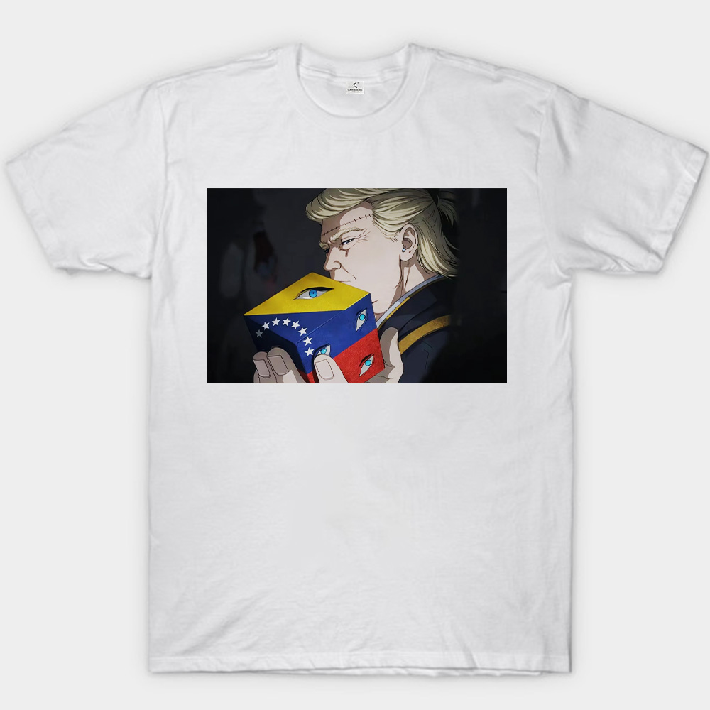 Jujutsu Kaisen  Trump Venezuela Sealing Cube Meme White Print