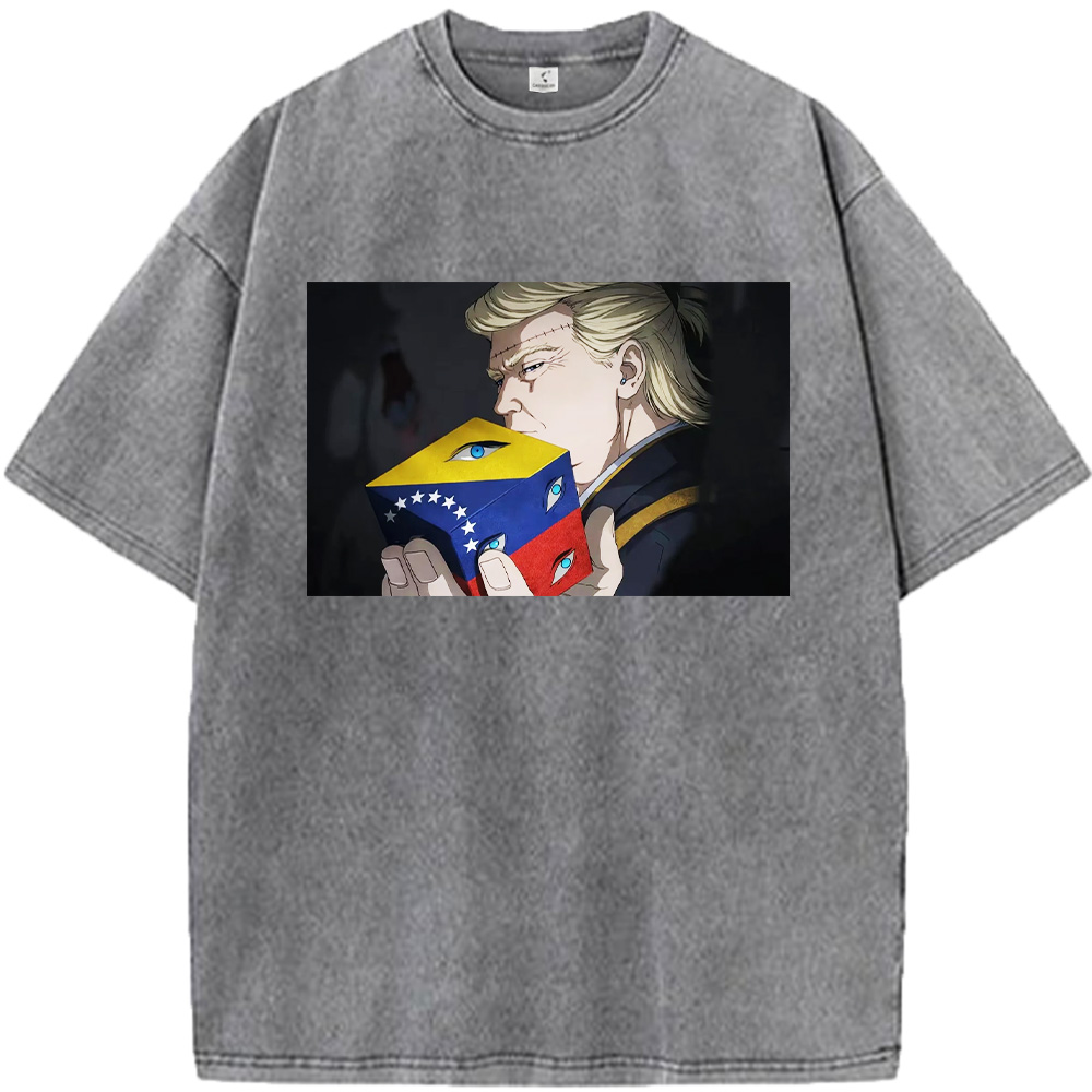 Jujutsu Kaisen  Trump Venezuela Sealing Cube Meme White Print