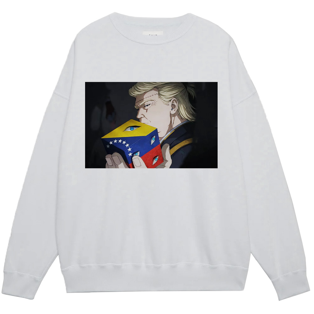 Jujutsu Kaisen  Trump Venezuela Sealing Cube Meme White Print