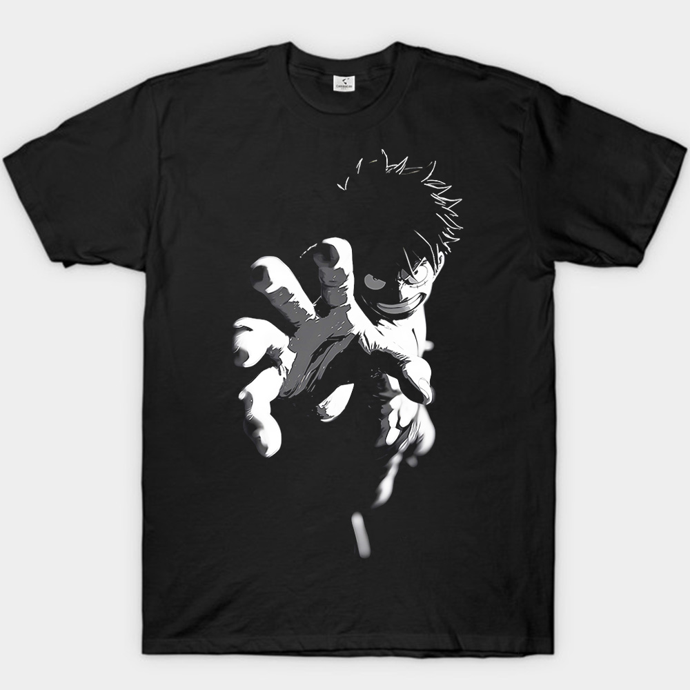 One Piece Luffy Monochrome with Red Detail Print