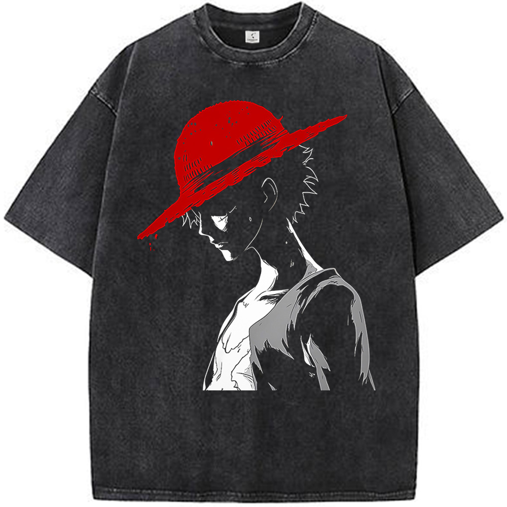 One Piece Luffy Red Hat Dark Style Print