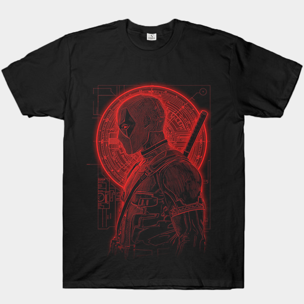 Marvel Deadpool Crimson Line Art Halo Print