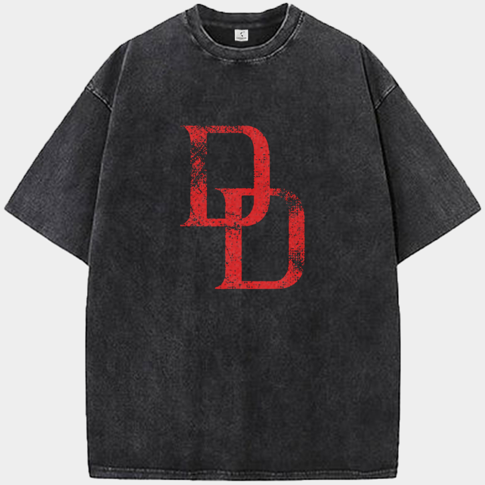 Marvel Daredevil Retro Worn DD Logo Print