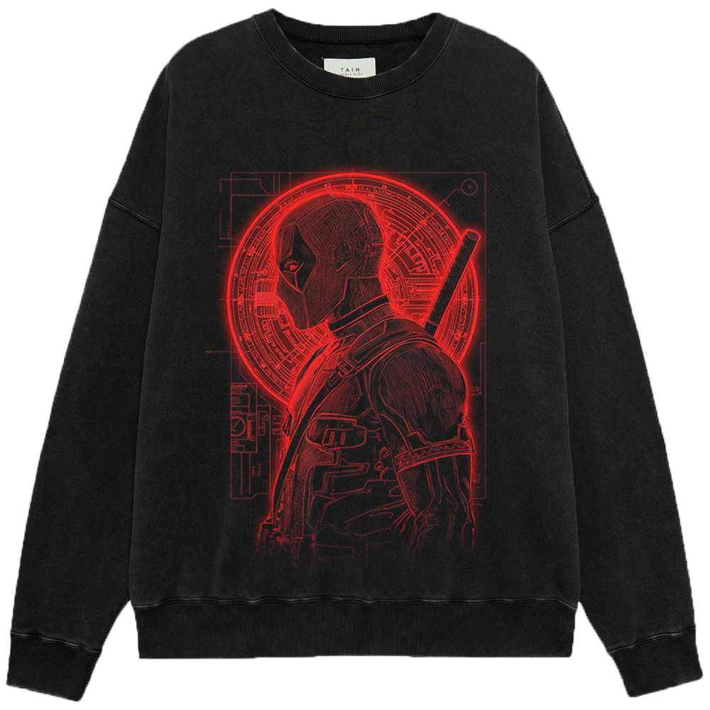 Marvel Deadpool Crimson Line Art Halo Print