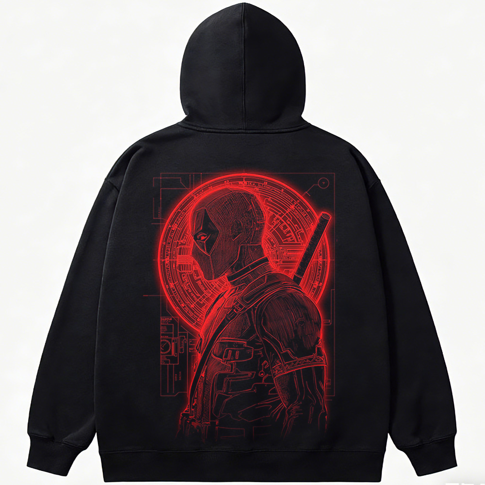 Marvel Deadpool Crimson Line Art Halo Print