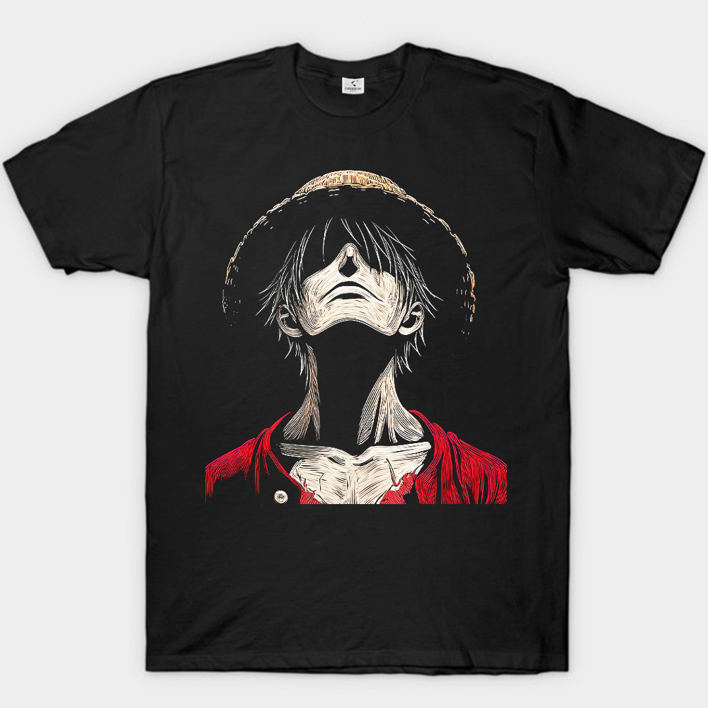 One Piece Luffy Line Art Dark Style Print