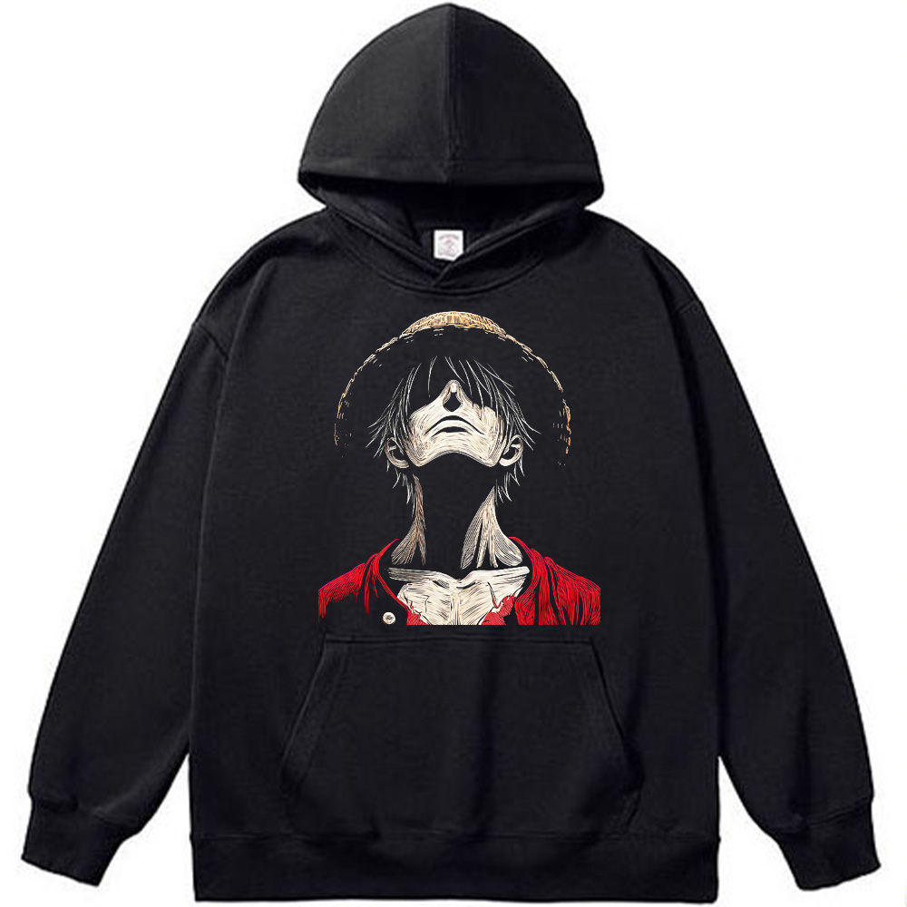 One Piece Luffy Line Art Dark Style Print