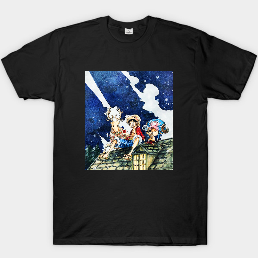 One Piece Luffy Chopper Snowy Night Print