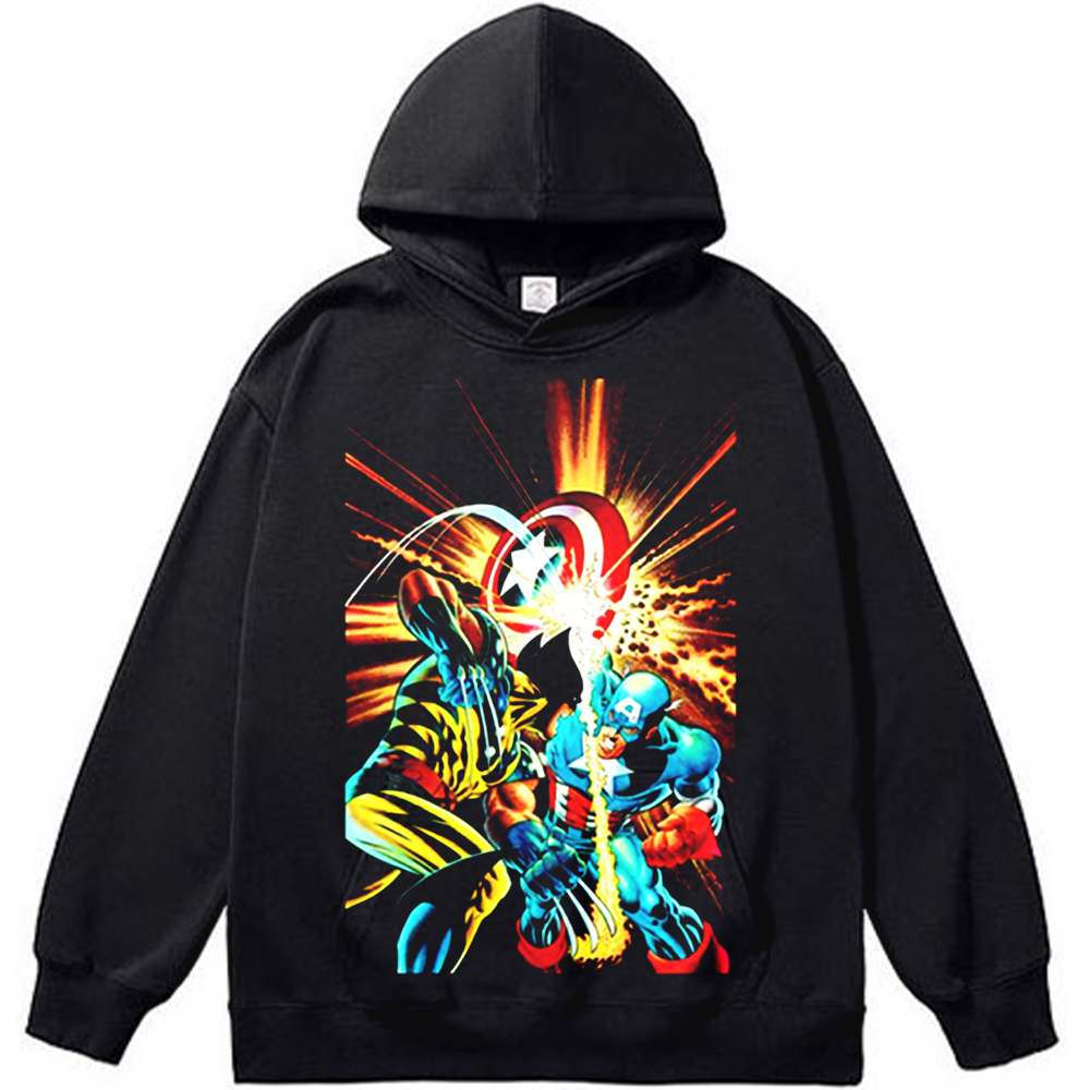 Marvel Captain America vs Wolverine Retro Comic Battle Print