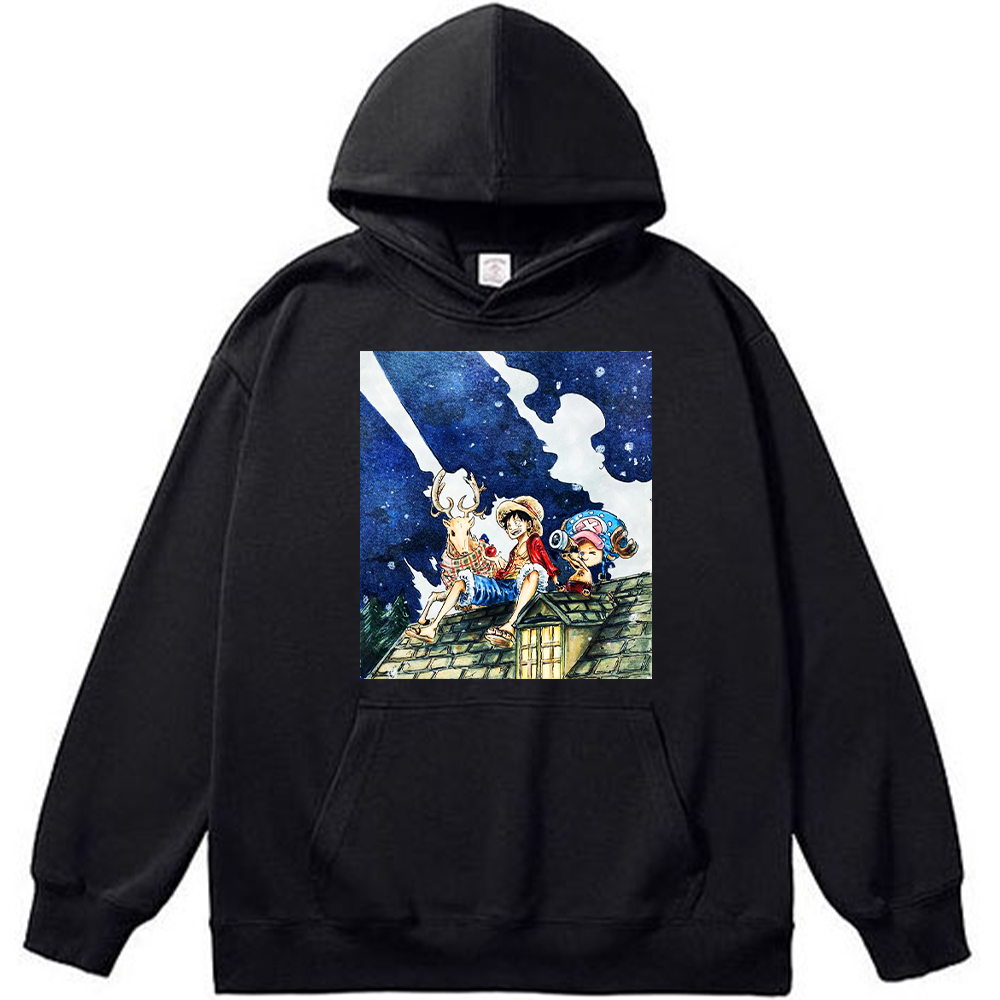 One Piece Luffy Chopper Snowy Night Print