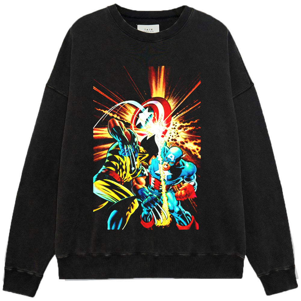 Marvel Captain America vs Wolverine Retro Comic Battle Print