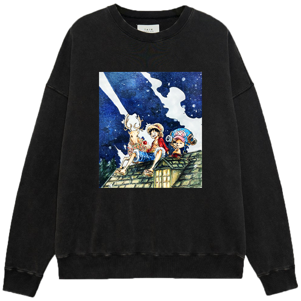 One Piece Luffy Chopper Snowy Night Print