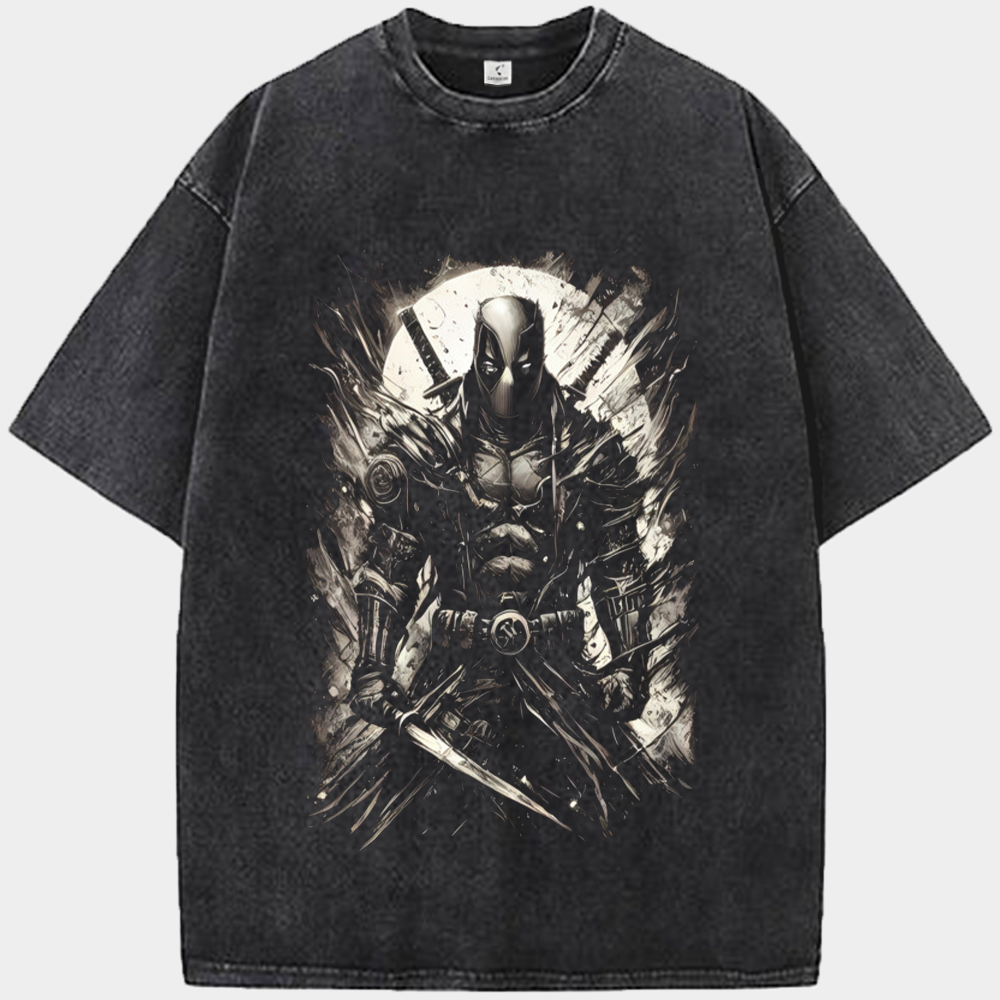 Marvel Deadpool Red Moon Meditative Pose Print