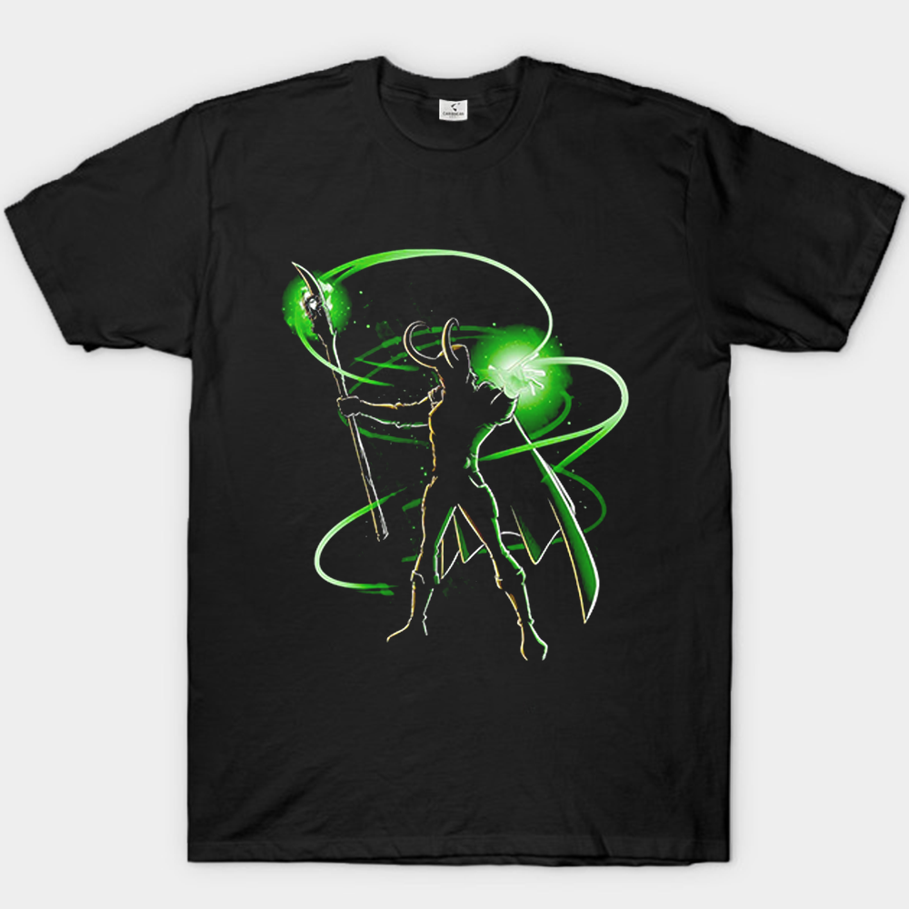 Marvel Thor Fluorescent Green Magic Silhouette Loki Print