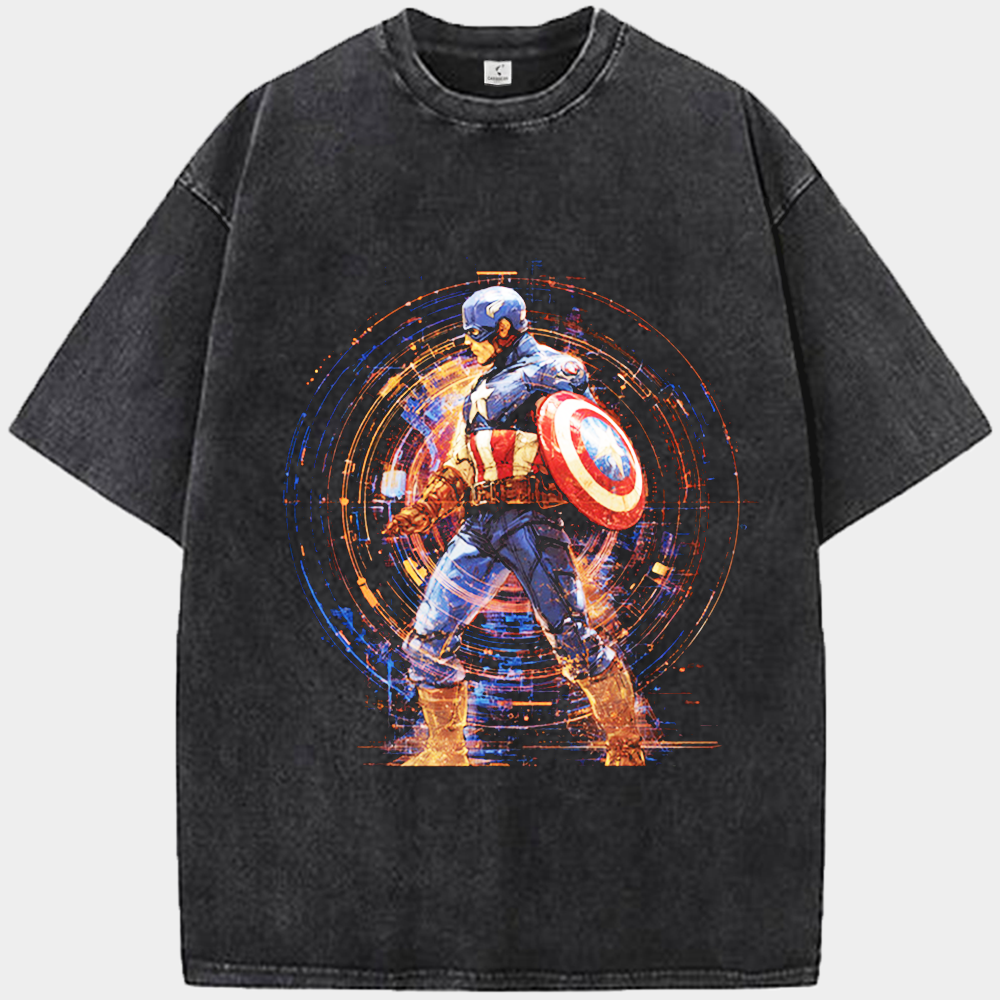 Marvel Captain America Retro Tech Particle Surround Print