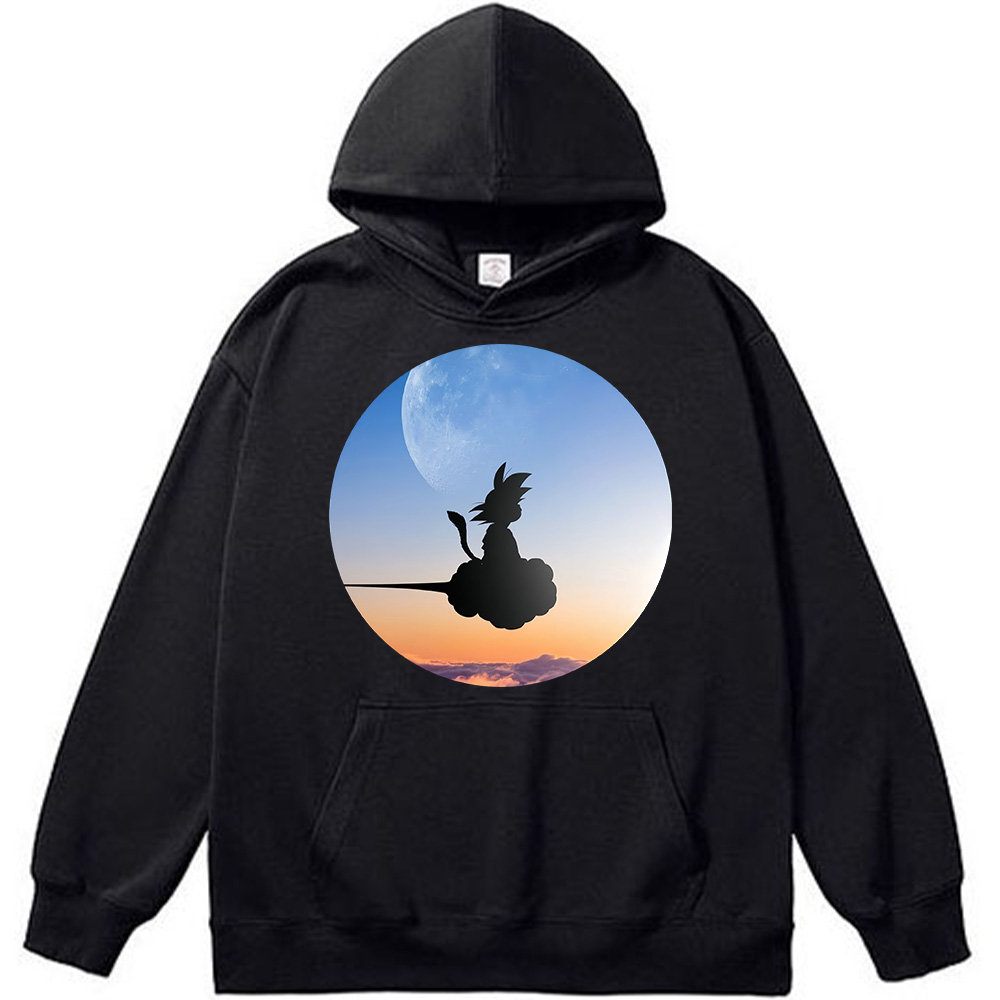 Dragon Ball Kid Goku Flying Nimbus Moon Print