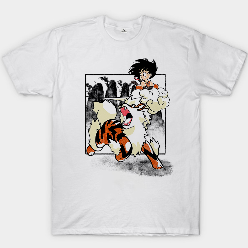 Dragon Ball Z Kid Goku & Pokemon Arcanine Print