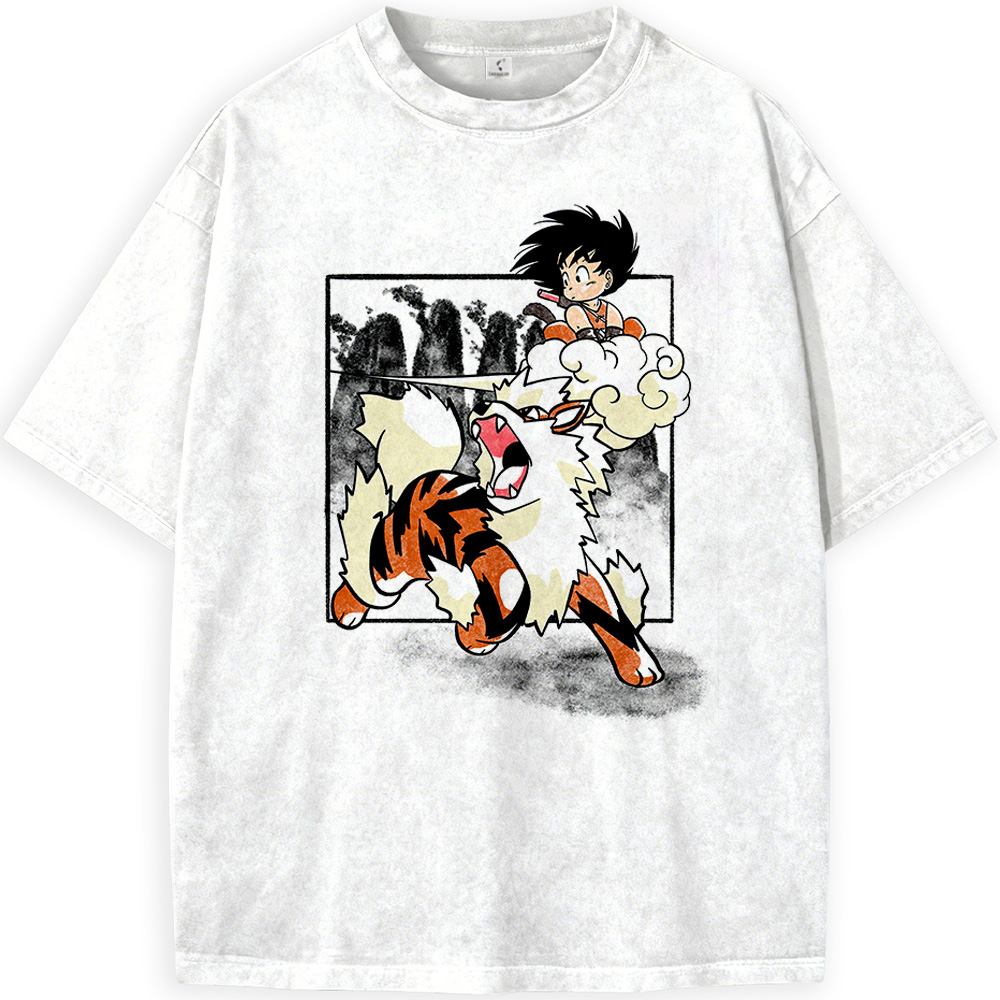 Dragon Ball Z Kid Goku & Pokemon Arcanine Print