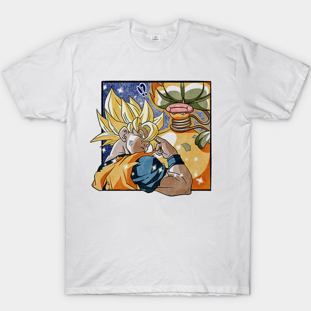 Dragon Ball Z Super Saiyan Goku & Pokemon Bellsprout Print